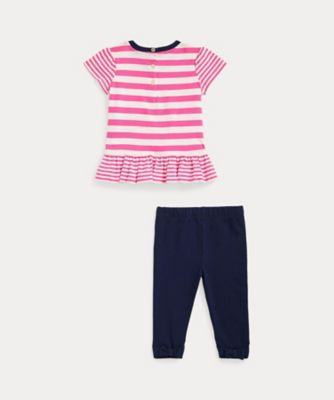 ストライプド　ジャージー　ペプラム　Ｔシャツ＆レギンス　セット　ＣＷＰＯ２ＳＴＦ６６２００６６