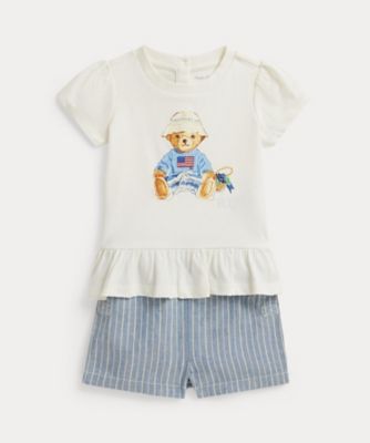 Polo ベア Tシャツ ＆ リネンコットン ショートパンツ
