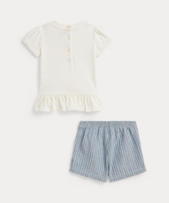 Polo ベア Tシャツ ＆ リネンコットン ショートパンツ 