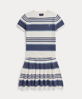 ＜POLO RALPH LAUREN CHILDRENS WEAR ＞ストライプド　ケーブル　コットン　セーター　＆　スカート　ＣＷＰＯ２ＳＴＧ２Ｕ２００３７