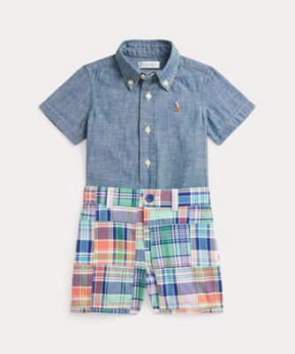 POLO RALPH LAUREN CHILDRENS WEAR /ポロ ラルフ ローレン チルドレンズウェア コットン　シャンブレー　シャツ＆マドラス　ショートパンツ　セット　ＣＷＰＯ２ＳＴＩ９Ｓ２００９５