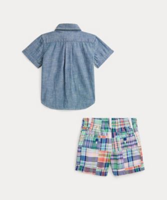 コットン シャンブレー シャツ＆マドラス ショートパンツ セット