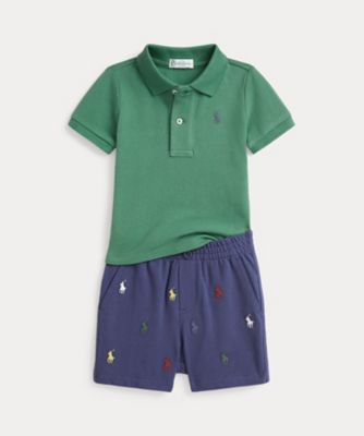 POLO RALPH LAUREN CHILDRENS WEAR /ポロ ラルフ ローレン チルドレンズウェア メッシュ ポロシャツ&ショートパンツ セット CWPO2STI9S20111