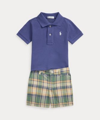 POLO RALPH LAUREN CHILDRENS WEAR /ポロ ラルフ ローレン チルドレンズウェア コットン ポロシャツ&マドラス ショートパンツ セット CWPO2STI9S20114