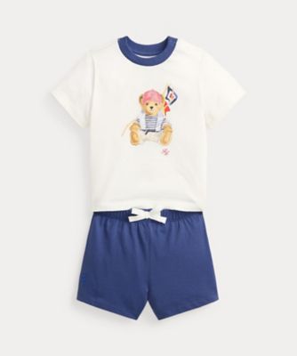 Polo ベア コットン ジャージー Tシャツ ＆ ショートパンツ 