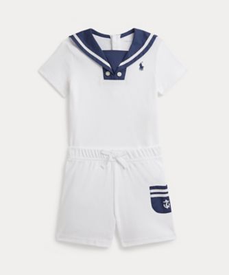 コットン インターロック セーラー Tシャツ ＆ ショートパンツ