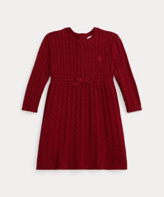 POLO RALPH LAUREN CHILDRENS WEAR /ポロ ラルフ ローレン チルドレンズウェア ケーブル コットン セーター ドレス CWPODRSF3D20686 600レッド ベビー用ワンピース【三越伊勢丹/公式】