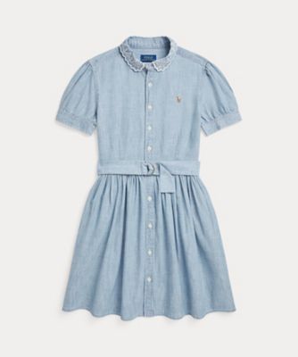 ＜POLO RALPH LAUREN CHILDRENS WEAR ＞ベルテッド　インディゴ　シャンブレー　シャツドレス　ＣＷＰＯＤＲＳＧ３Ｄ２１０００