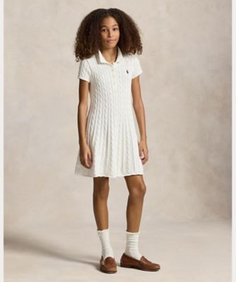 ケーブルニット コットン Polo セーター ドレス