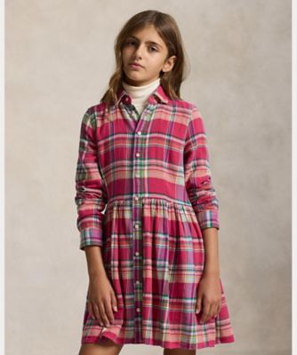 チェック コットン マドラス シャツドレス