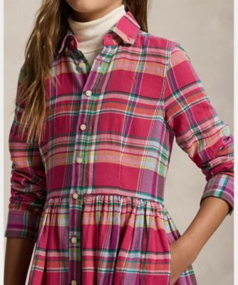 チェック コットン マドラス シャツドレス