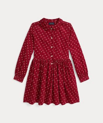 POLO RALPH LAUREN CHILDRENS WEAR /ポロ ラルフ ローレン チルドレンズウェア プリンテッド コットン コーデュロイ シャツドレス CWPODRSG3D21084 600レッド ワンピース・ドレス【三越伊勢丹/公式】