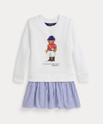 Polo ベア ストライプドスカート フリース ドレス