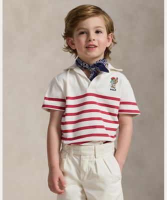 Polo ベア ストライプド コットン ポロシャツ