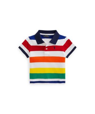 ＜POLO RALPH LAUREN CHILDRENS WEAR ＞ストライプド　クロップド　コットン　メッシュ　ポロシャツ