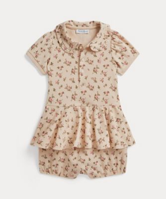 POLO RALPH LAUREN CHILDRENS WEAR /ポロ ラルフ ローレン チルドレンズウェア フローラル　ストレッチ　メッシュ　ペプラム　ポロ　ショートオール　ＣＷＰＯＯＰＣＦ１Ｍ２００７５