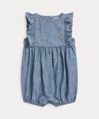 POLO RALPH LAUREN CHILDRENS WEAR /ポロ ラルフ ローレン チルドレンズウェア インディゴ シャンブレー バブル ショートオール CWPOOPCFC720139