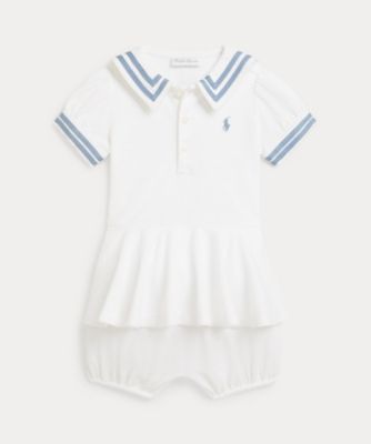 POLO RALPH LAUREN CHILDRENS WEAR /ポロ ラルフ ローレン チルドレンズウェア ストレッチ　メッシュ　ペプラム　セーラー　ショートオール　ＣＷＰＯＯＰＣＦＣ７２０１５７