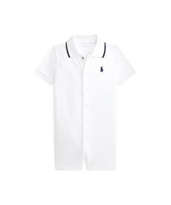 ＜三越伊勢丹/公式＞ POLO RALPH LAUREN CHILDRENS WEAR /ポロ ラルフ ローレン チルドレンズウェア コットン インターロック ポロ ショートオール 100ホワイト ベビー用ロンパース・カバーオール【三越伊勢丹/公式】