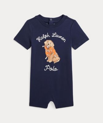POLO RALPH LAUREN CHILDRENS WEAR /ポロ ラルフ ローレン チルドレンズウェア ドッグプリント コットン ジャージー ショートオール  CWPOOPCIC720301