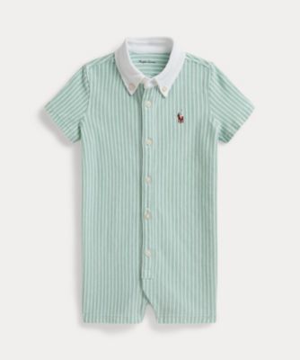 ストライプド ニット オックスフォード ショートオール