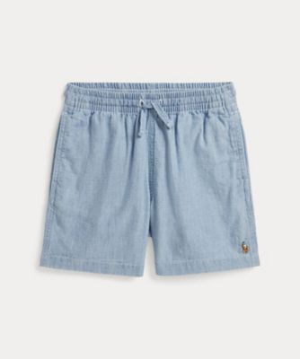 インディゴ シャンブレー ドローストリング ショートパンツ | POLO