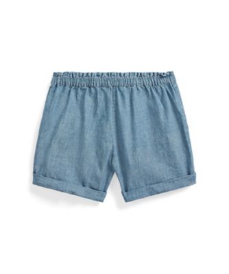 コットン　シャンブレー　キャンプ　ショートパンツ