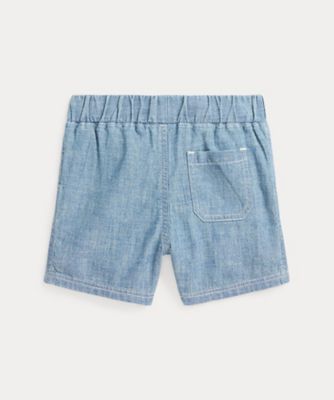 インディゴ コットン シャンブレー ショートパンツ