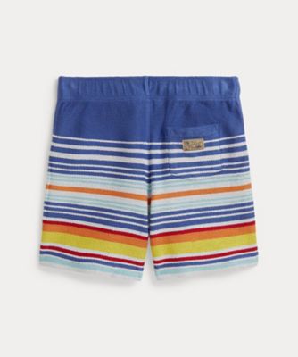 ストライプド コットン テリー ショートパンツ