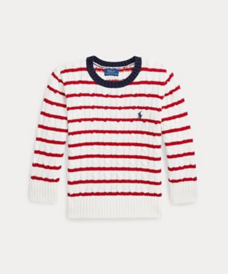 POLO RALPH LAUREN CHILDRENS WEAR /ポロ ラルフ ローレン チルドレンズウェア ストライプド ケーブルニット コットン セーター CWPOSWEB6820592