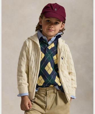 ラルフローレン　ケーブル コットン フーデッド フルジップ セーター Polo Ralph Lauren Childrenswear ニット セーター ケーブル