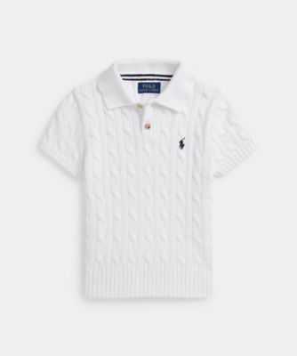 美品✨ 現行タグ ポロラルフローレン ケーブルニット ポロ刺繍 ケーブルニット コットン ポロカラー セーター