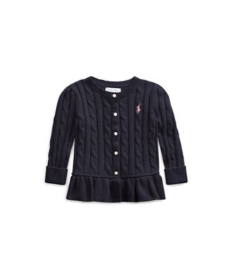 ＜三越伊勢丹/公式＞ POLO RALPH LAUREN CHILDRENS WEAR /ポロ ラルフ ローレン チルドレンズウェア ペプラム ケーブル コットン カーディガン 410ネイビー ベビー用トップス【三越伊勢丹/公式】