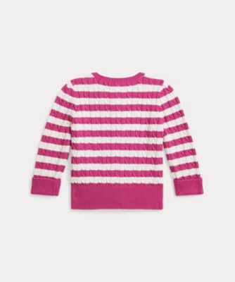 ストライプド ミニケーブル コットン カーディガン