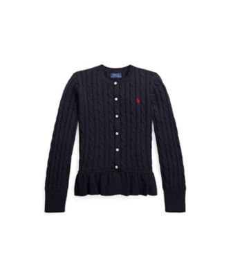 ＜三越伊勢丹/公式＞ POLO RALPH LAUREN CHILDRENS WEAR /ポロ ラルフ ローレン チルドレンズウェア ケーブルニット コットン ペプラム カーディガン 410ネイビー トップス【三越伊勢丹/公式】