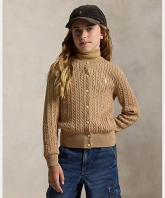 POLO RALPH LAUREN - ポロ バイ ラルフローレン 5分袖 リブニット カーディガン S P 茶色 POLO RALPH LAUREN ポロ バイ ラルフローレン Polo by Ralph