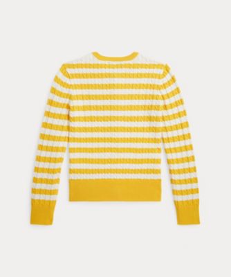 ラルフローレン カーディガン コットン　黄色　M ガールズ 7才～16才)ストライプド ミニケーブル コットン カーディガン
