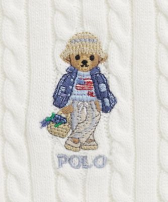 Polo ベア ケーブル コットン Vネック カーディガン