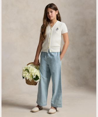 Polo ベア ケーブル コットン Vネック カーディガン