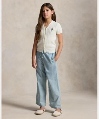 Polo ベア ケーブル コットン Vネック カーディガン