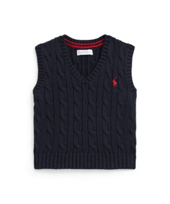 ＜三越伊勢丹/公式＞ POLO RALPH LAUREN CHILDRENS WEAR /ポロ ラルフ ローレン チルドレンズウェア ケーブルニット コットン セーター ベスト 410ネイビー ベビー用トップス【三越伊勢丹/公式】