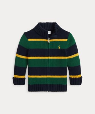 ストライプド コットン フルジップ セーター | POLO RALPH LAUREN 