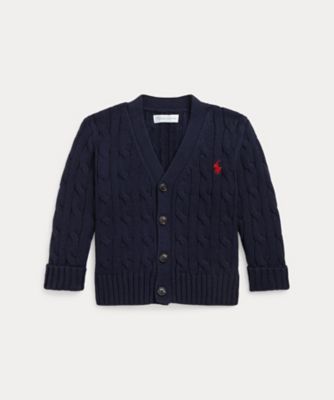 POLO RALPH LAUREN CHILDRENS WEAR /ポロ ラルフ ローレン チルドレンズウェア ケーブルニット コットン Vネック カーディガン CWPOSWEI6820248
