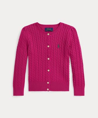 POLO RALPH LAUREN - ラルフローレン　ペプラムカーディガン　ケーブル　ピンク　150 コットン ペプラム カーディガン | POLO RALPH LAUREN CHILDRENS