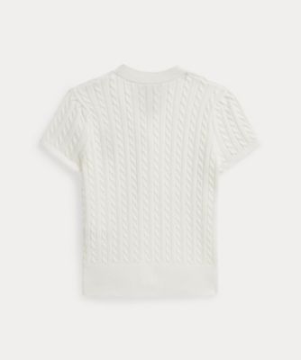 Polo ベア ケーブル コットン Vネック カーディガン