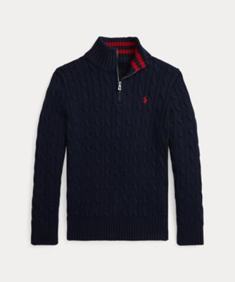 ＜POLO RALPH LAUREN CHILDRENS WEAR ＞ケーブルニット　コットン　クォータージップ　セーター　ＣＷＰＯＳＷＥＹ６８２０５５９