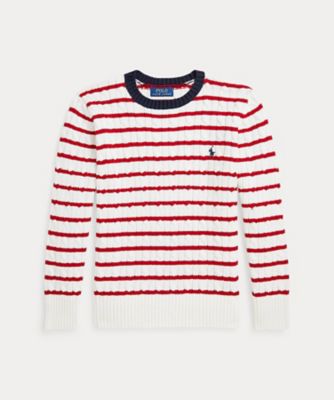 POLO RALPH LAUREN CHILDRENS WEAR /ポロ ラルフ ローレン チルドレンズウェア ストライプド ケーブルニット コットン セーター CWPOSWEY6820577