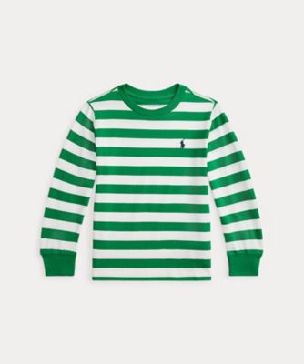 ストライプド コットン ロングスリーブ Tシャツ