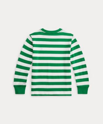 ストライプド コットン ロングスリーブ Tシャツ