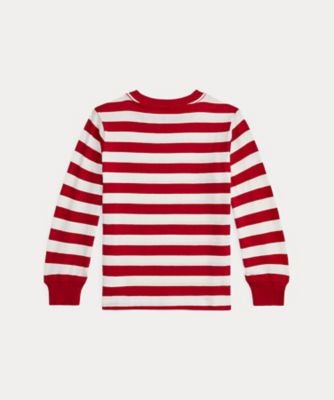 ストライプド コットン ロングスリーブ Tシャツ